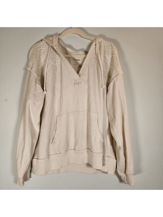 Lucky Brand Tops - Lucky Brand Crochet Lace Trim Baja Hoodie XL‎ Cream Boho NWOT 146721